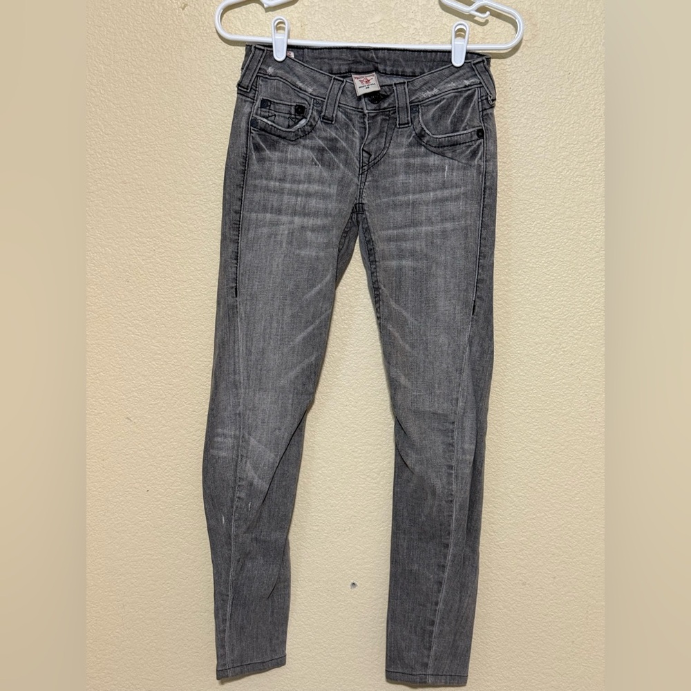 Vintage True Religion Women's Gray Skinny Jeans